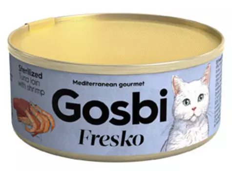 Влажный корм для кошек Gosbi Fresko Sterilized Tuna Loin With Shrimp тунец с креветками 0,07 кг