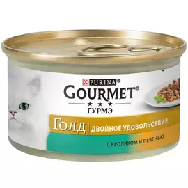 Влажный корм для кошек Gourmet Gold Duo кусочки в подливе с кроликом и печенью 0,085 кг