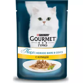 Влажный корм для кошек Gourmet Perle пауч кусочки в подливе с курицей 0,085 кг