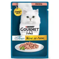 Влажный корм для кошек Gourmet Желе-де-Люкс с лососем пауч 0,075 кг
