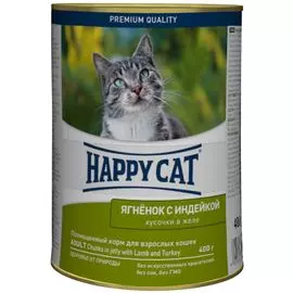 Влажный корм для кошек Happy Cat Chunks In Jelly With Lamb And Turkey 0,4 кг