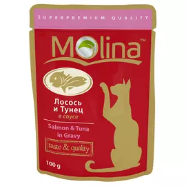 Влажный корм для кошек Molina Лосось и Тунец в Соусе 0,1 кг