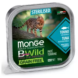 Влажный корм для кошек Monge Bwild Grain free из тунца с овощами для стерилизованных 0,1 кг