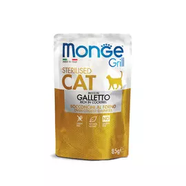 Влажный корм для кошек Monge Cat Grill Pouch для стерилизованных итальянская курица пауч 0,085 кг