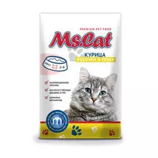 Влажный корм для кошек Ms.Cat кусочки в соусе c курицей 0,085 кг