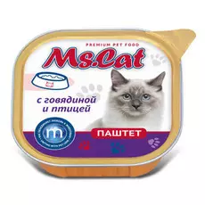 Влажный корм для кошек Ms.Cat паштет говядиной и птицей 0,1 кг