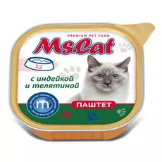 Влажный корм для кошек Ms.Cat паштет с индейкой и телятиной 0,1 кг