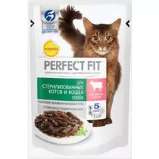 Влажный корм для кошек Perfect Fit STERILE для кастрированных и стерилизованных говядина в соусе 0,085 кг