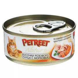 Влажный корм для кошек Petreet Кусочки розового тунца с морковью 0,42 кг