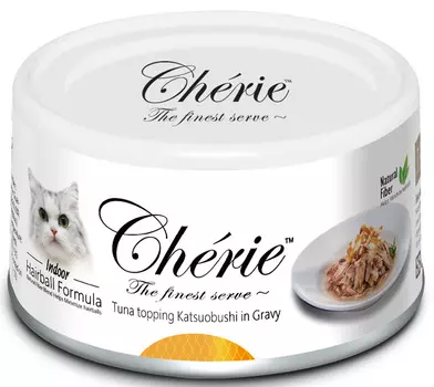 Влажный корм для кошек Pettric Cherie - Hairball Control с тунцом и хлопьми копченого тунца-бонито в подливе 0,08 кг