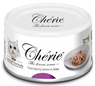Влажный корм для кошек Pettric Cherie - Hairball Control с тунцом и лососем в подливе 0,08 кг