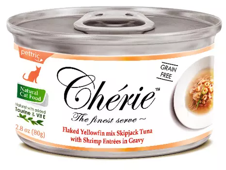 Влажный корм для кошек Pettric Cherie с тунцом и креветкой в подливе 0,08 кг