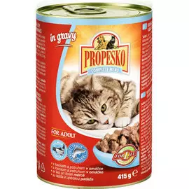Влажный корм для кошек Propesko с лососем и форелью в соусе 0,42 кг