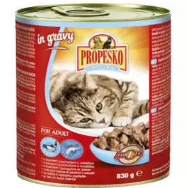Влажный корм для кошек Propesko с лососем и форелью в соусе 0,83 кг