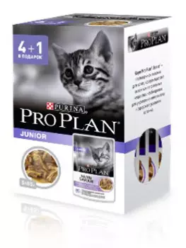 Влажный корм для кошек Purina Pro Plan Комплект 4+1 Nutri savour Junior пауч 0,85 кг