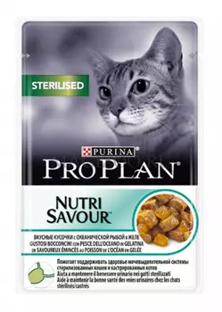 Влажный корм для кошек Purina Pro Plan NutriSavour Sterilised Feline with Ocean Fish in jelly пауч в желе 0,085 кг