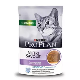 Влажный корм для кошек Purina Pro Plan Nutrisavour для стерилизованных старше 7 лет паштет с индейкой 0,085 кг