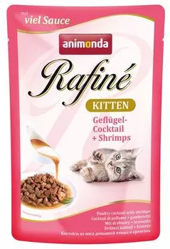 Влажный корм для котят Animonda Rafine Soupe Kitten пауч коктейль из птицы и креветок для котят 0,1 кг