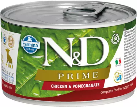 Влажный корм для щенков Farmina N &amp; D Prime Chicken &amp; Pomegr Puppy Mini курица с гранатом для маленьких пород 0,14 кг