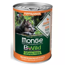 Влажный корм для щенков Monge BWild Grainfree Puppy из утки с тыквой и кабачками 0,4 кг