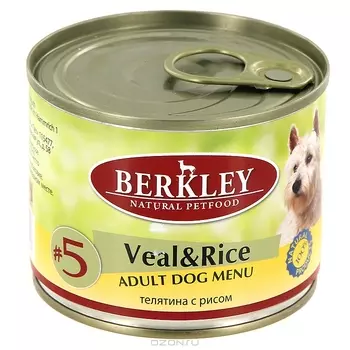 Влажный корм для собак Berkley №5 Veal &amp; Rice 0,2 кг