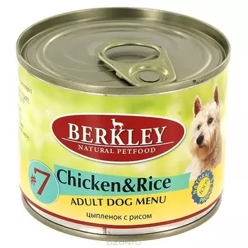 Влажный корм для собак Berkley №7 Chiken &amp; Rice 0,2 кг