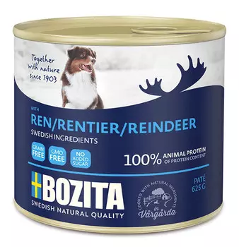 Влажный корм для собак Bozita Reindeer мясной паштет с олениной 0,625 кг