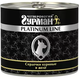 Влажный корм для собак Четвероногий Гурман Platinum line Сердечки куриные в желе 0,525 кг