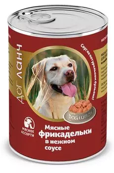 Влажный корм для собак Dog Lunch Фрикадельки в нежном соусе Мясное ассорти 0,85 кг