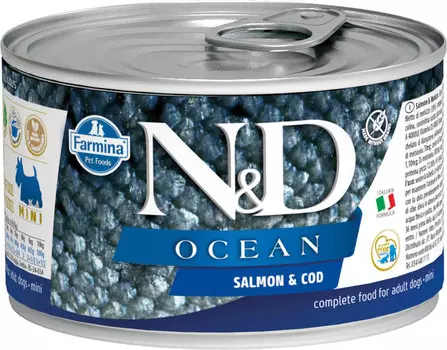 Влажный корм для собак Farmina N &amp; D Ocean Salmon &amp; Cod Mini с лососем и треской для маленьких пород 0,14 кг