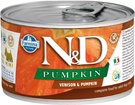 Влажный корм для собак Farmina N &amp; D Venison &amp; Pumpkin Mini с олениной и тыквой для маленьких пород 0,14 кг