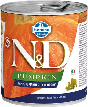 Влажный корм для собак Farmina N &amp; D Lamb, Pumpkin &amp; Blueberry с ягненком, черникой и тыквой 0,285 кг
