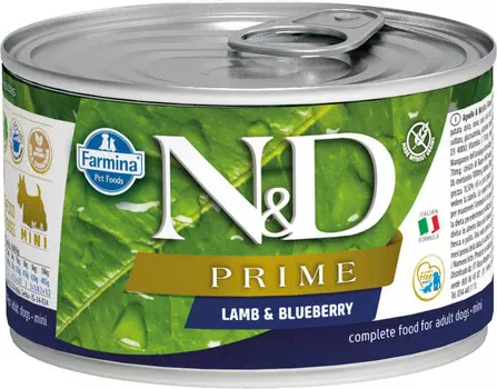 Влажный корм для собак Farmina N & D Prime Lamb & Blueberry Mini с ягненком и черникой для маленьких пород 0,14 кг