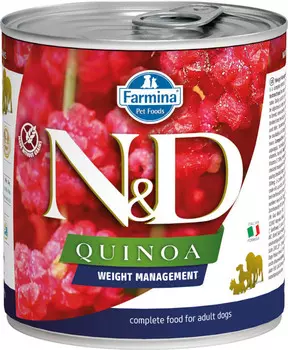 Влажный корм для собак Farmina N &amp; D Quinoa Weight Management с киноа для контроля веса 0,285 кг