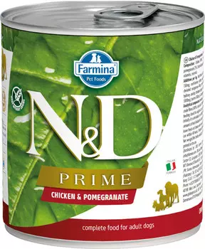 Влажный корм для собак Farmina N &amp; D Prime Chicken &amp; Pomegranate с курицей и гранатом 0,285 кг