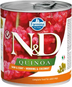 Влажный корм для собак Farmina N &amp; D Quinoa Herring &amp; Coconut с сельдью, киноа и кокосом 0,285 кг