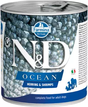 Влажный корм для собак Farmina N &amp; D Ocean Herring &amp; Shrimp с сельдью и креветками 0,285 кг