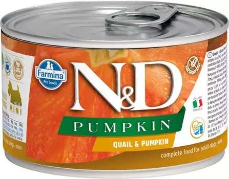 Влажный корм для собак Farmina N & D Quail & Pumpkin Mini с перепелкой и тыквой для маленьких пород 0,14 кг