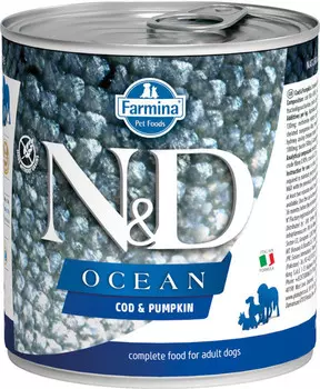 Влажный корм для собак Farmina N &amp; D Ocean Cod &amp; Pumpkin с треской и тыквой 0,285 кг