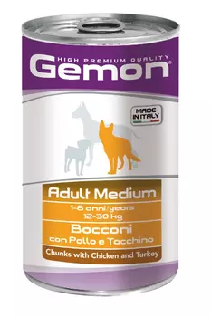 Влажный корм для собак Gemon Dog Medium кусочки курицы с индейкой для средних пород 1,25 кг