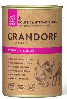 Влажный корм для собак Grandorf Буйвол с Индейкой 0,4 кг