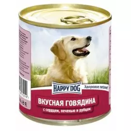 Влажный корм для собак Happy Dog Говядина с сердцем печенью рубцом 0,75 кг