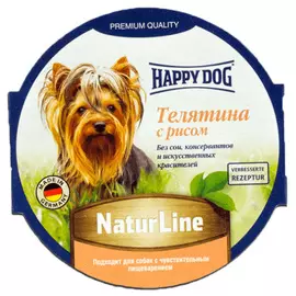 Влажный корм для собак Happy Dog Natur Line Паштет Телятина Рис 0,085 кг