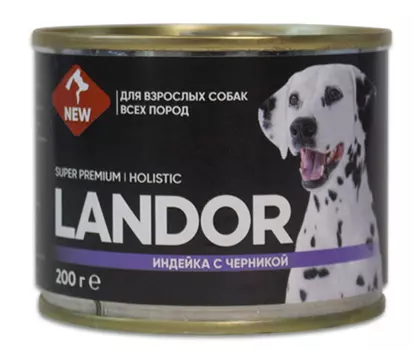 Влажный корм для собак Landor индейка с черникой 0,2 кг