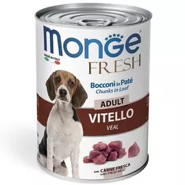 Влажный корм для собак Monge Fresh Chunks in Loaf мясной рулет телятина 0,4 кг