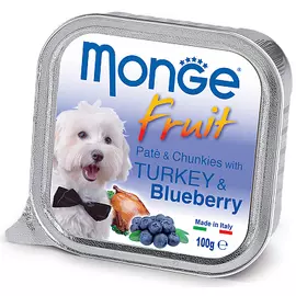Влажный корм для собак Monge Fruit индейка с черникой 0,1 кг