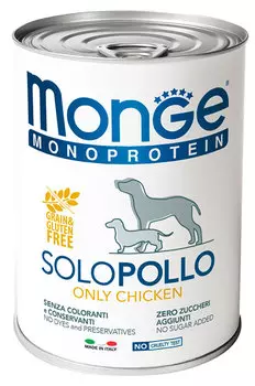 Влажный корм для собак Monge Monoproteico Solo паштет из курицы 0,4 кг