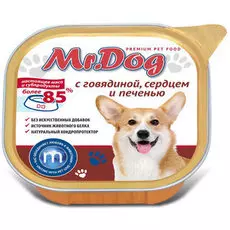 Влажный корм для собак Mr.Dog с говядиной, сердцем и печенью 0,3 кг