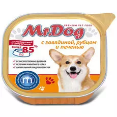 Влажный корм для собак Mr.Dog с говядиной, рубцом и печенью 0,3 кг