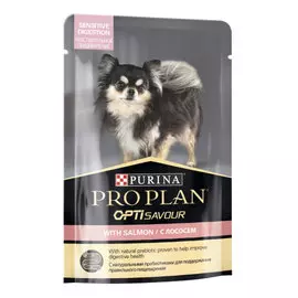 Влажный корм для собак Purina Pro Plan Adult для маленьких пород с чувствительным пищеварением с лососем в соусе пауч 0,1 кг